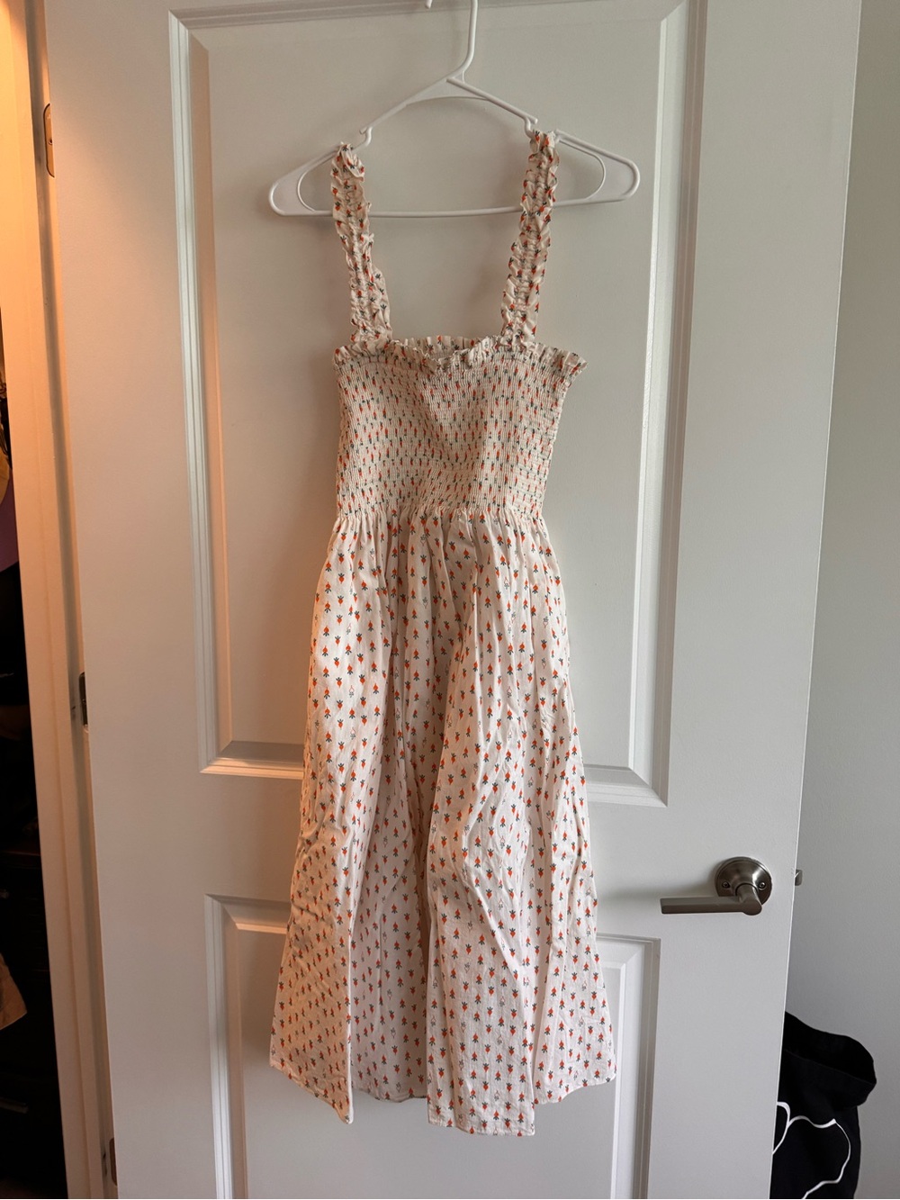 Kate Spade Smocked Cream Women’s Dress with Orange carrot Print